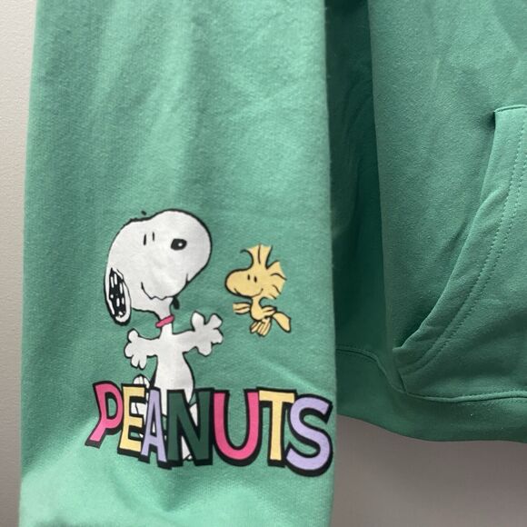 PEANUTS WOODSTOCK,SNOOPY "LET LOVE GROW" GREEN HOODIE SWEATSHIRT SIZE XL NWT - Picture 6 of 8